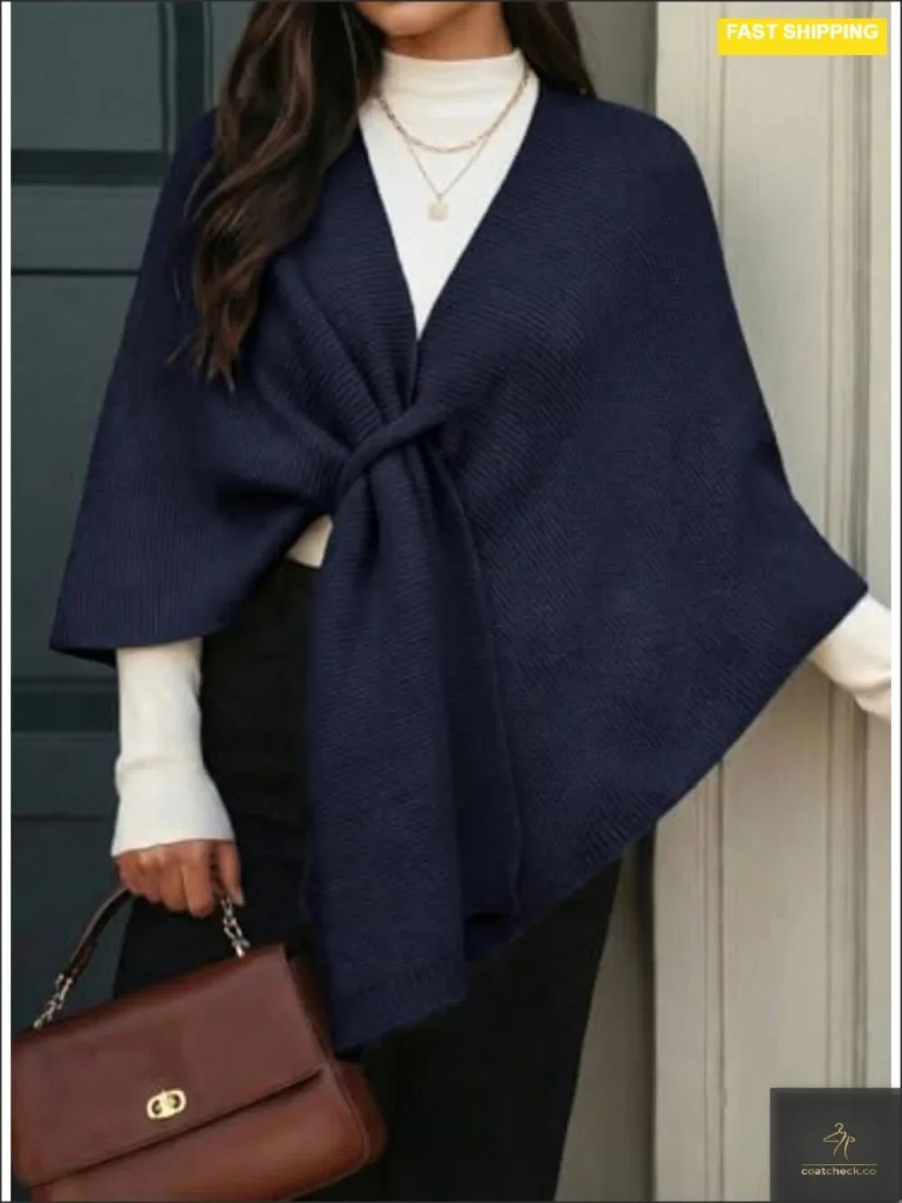 Soft Knit Open Front Poncho Cape Wrap Shawl for Women